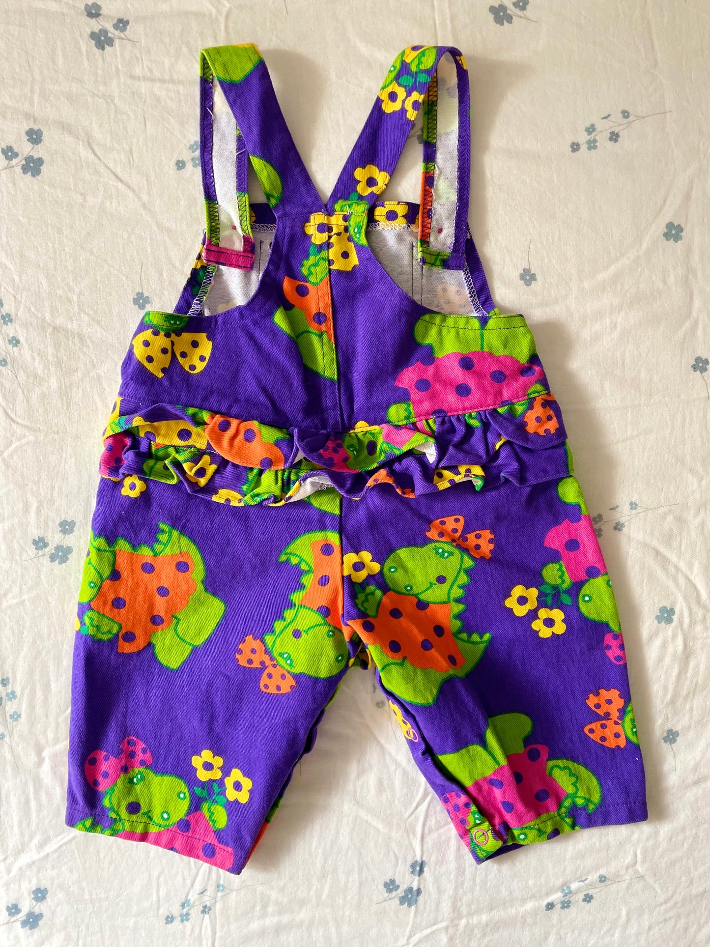 Vintage Dinosaur Floral Shortalls