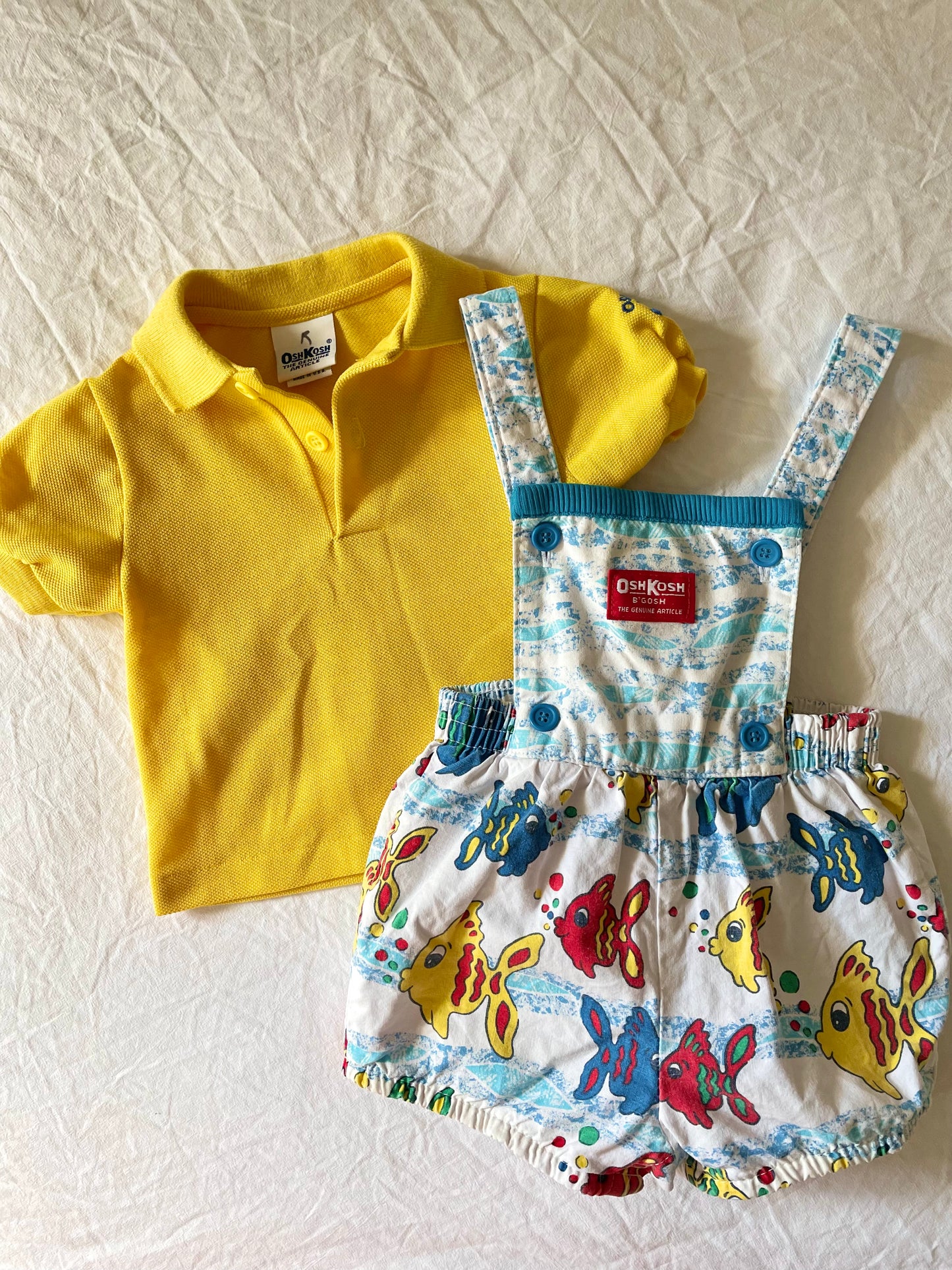 Vintage OshKosh Fish Bubble Romper & Tee Set
