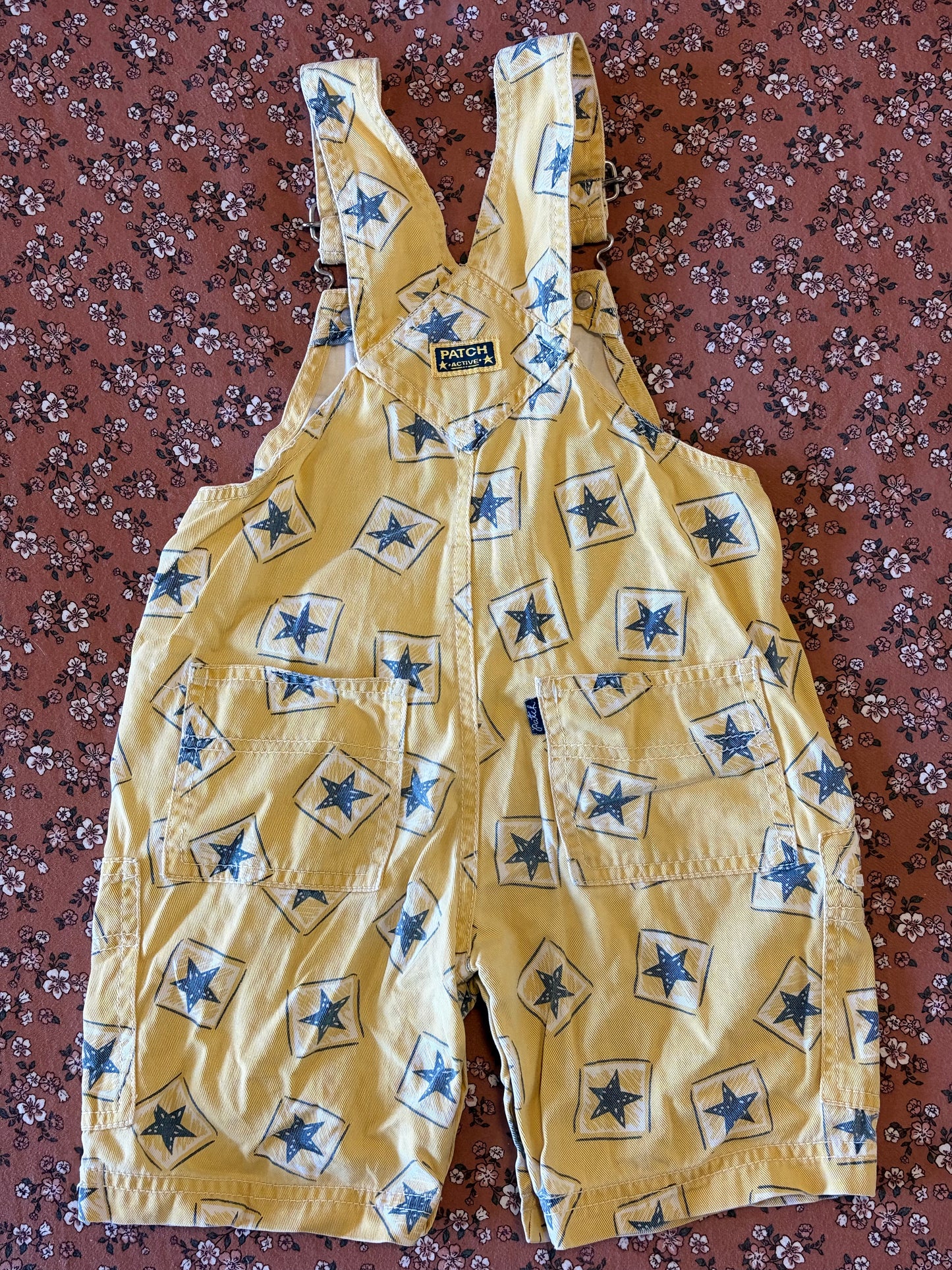 Yellow Vintage Pumpkin Patch Star Overalls