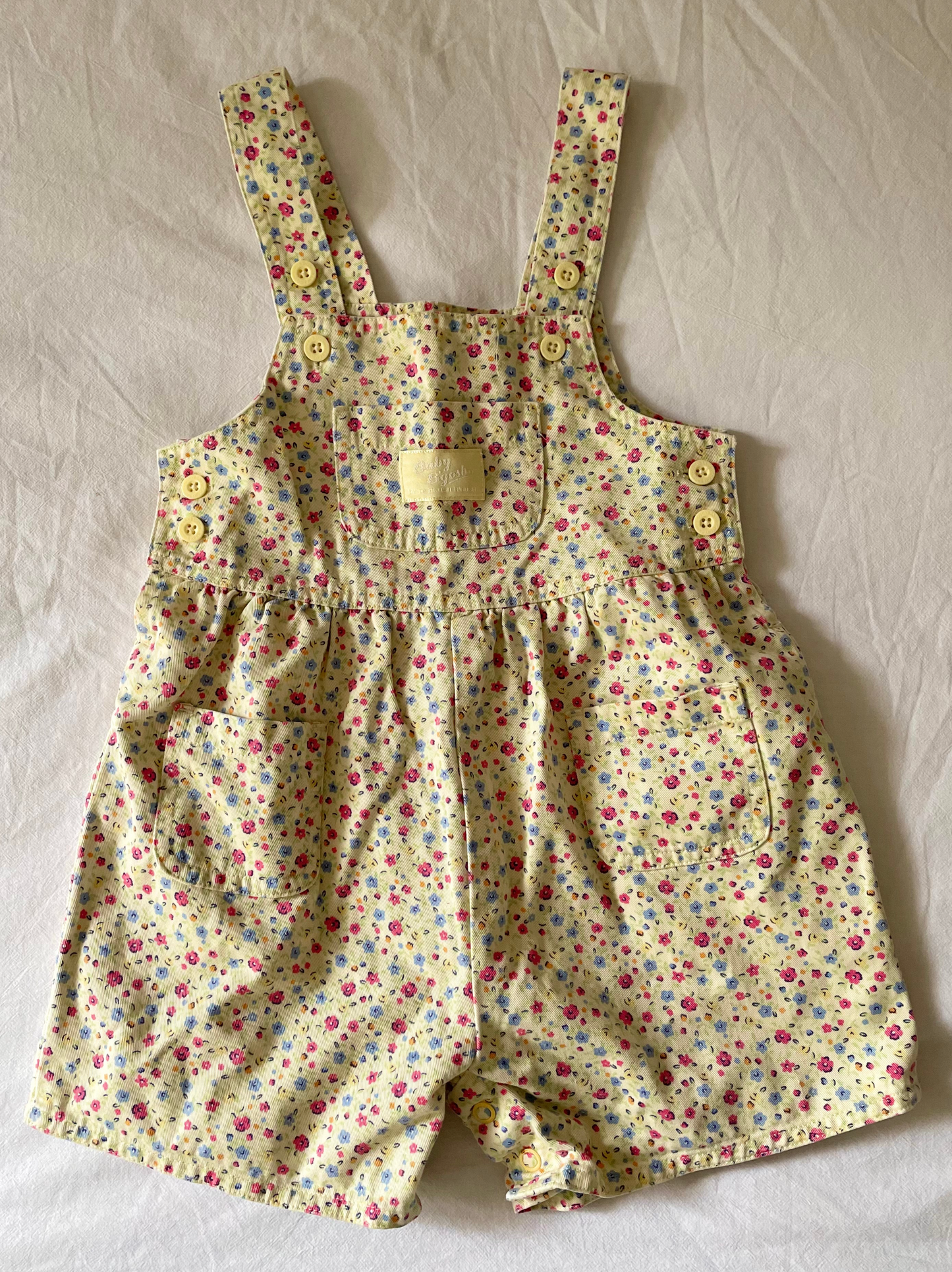 Vintage Floral Lemon OshKosh Shortalls