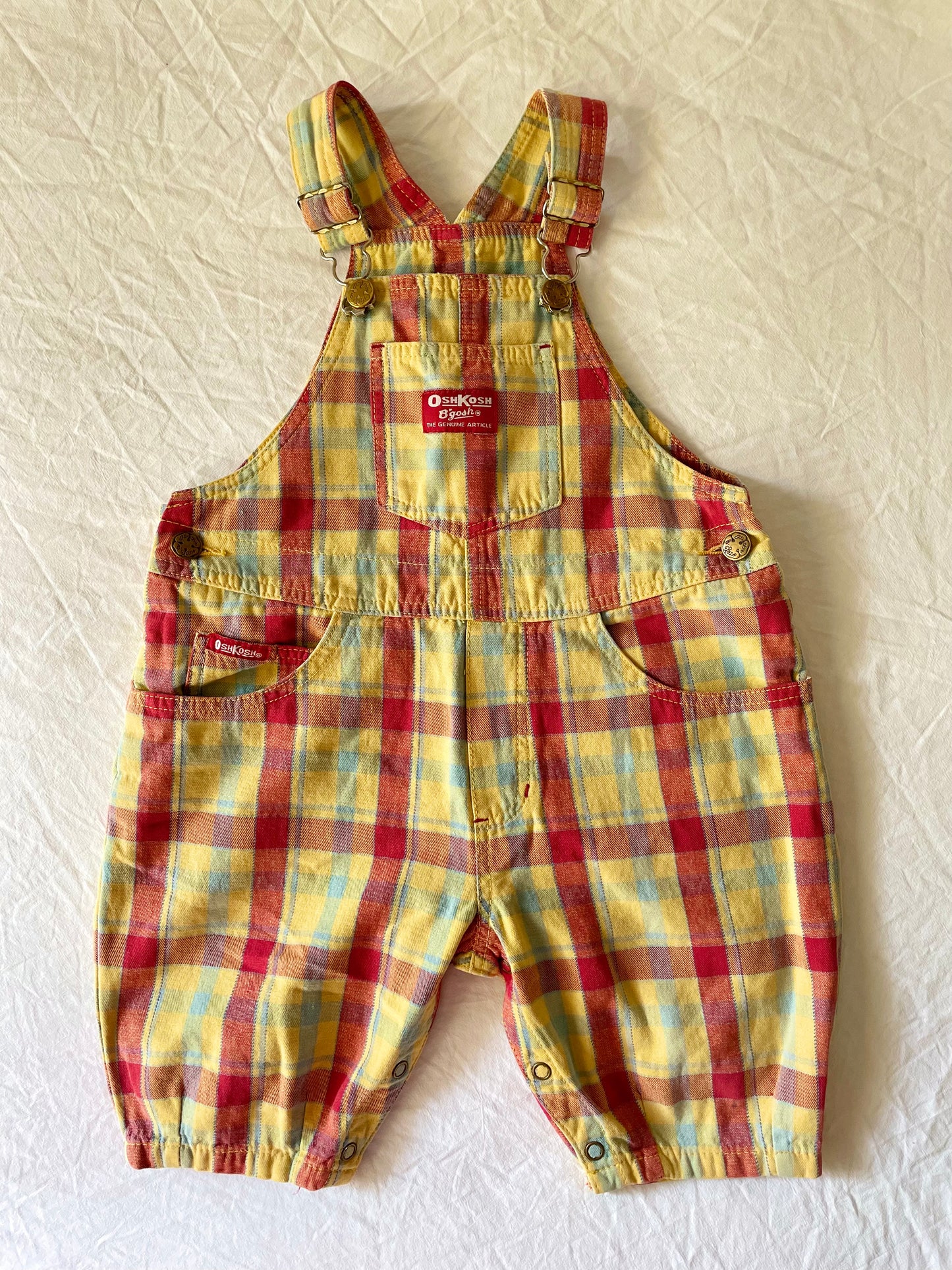 Vintage OshKosh Plaid Shortalls