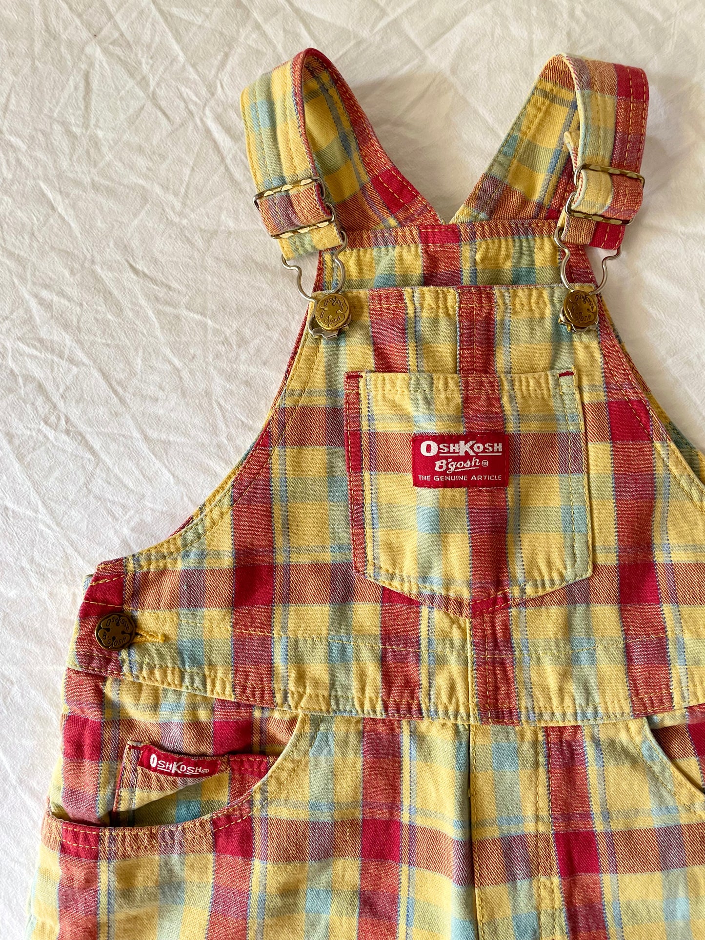 Vintage OshKosh Plaid Shortalls