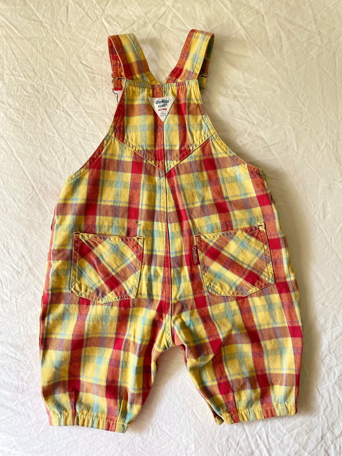 Vintage OshKosh Plaid Shortalls