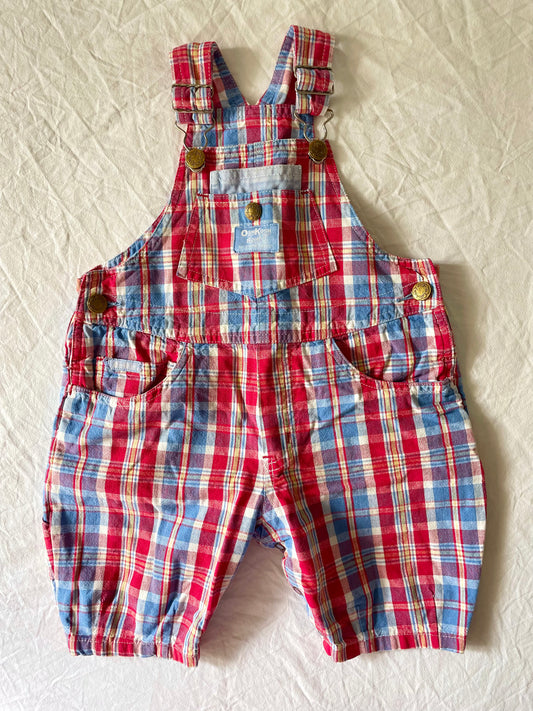 Vintage OshKosh Plaid Shortalls