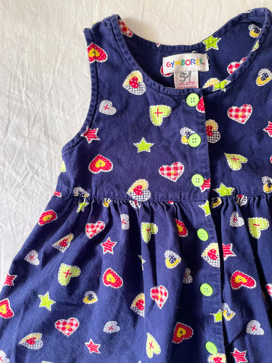 Vintage Rainbow Gymboree Heart Patch Dress