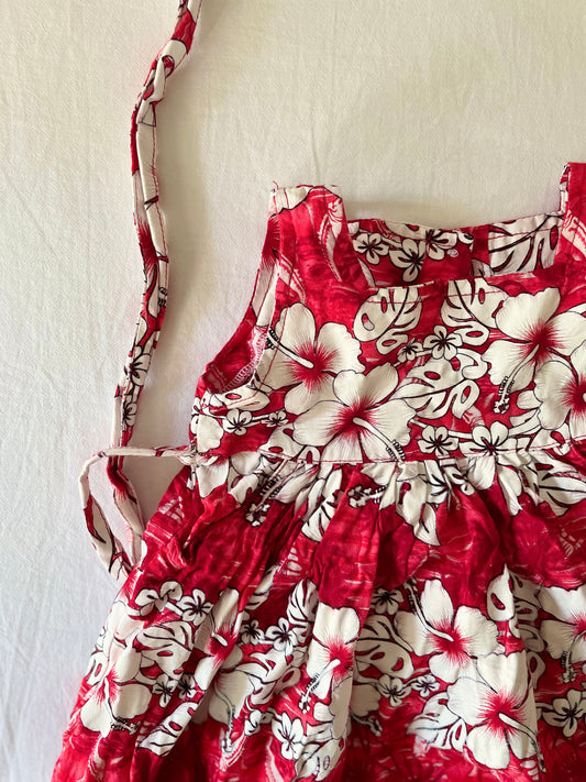 Vintage Floral Red Dress