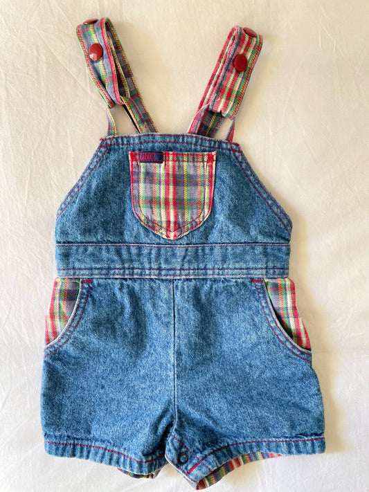 Vintage Denim Rainbow Plaid LEE Shortalls