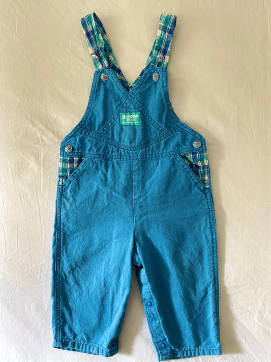 Vintage OshKosh Teal Purple Cross-Front Overalls