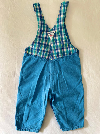 Vintage OshKosh Teal Purple Cross-Front Overalls