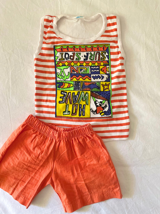 Vintage Surf Spot Singlet and Shorts set