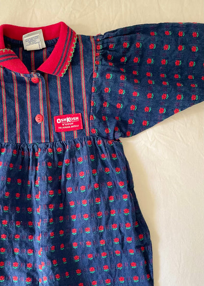 Vintage OshKosh Red Roses Jumpsuit