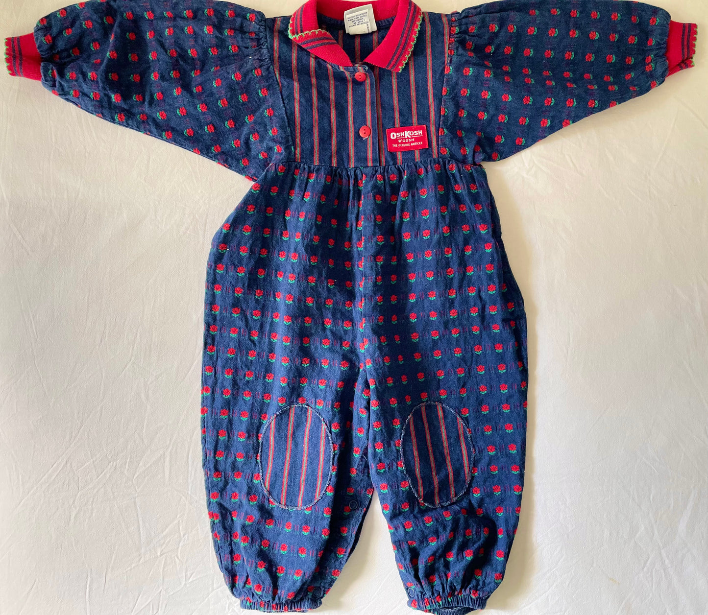 Vintage OshKosh Red Roses Jumpsuit