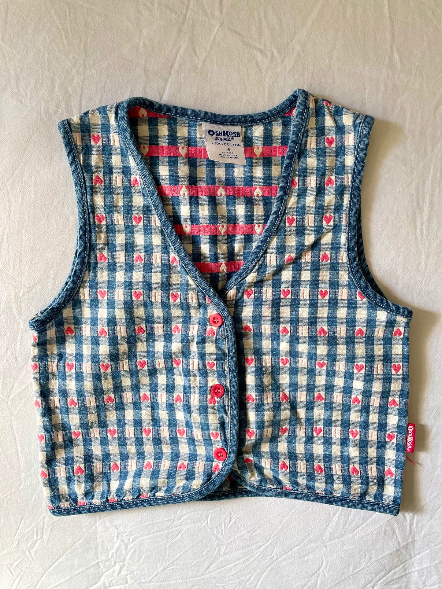 Vintage OshKosh Denim Hearts Vest & Pant Set