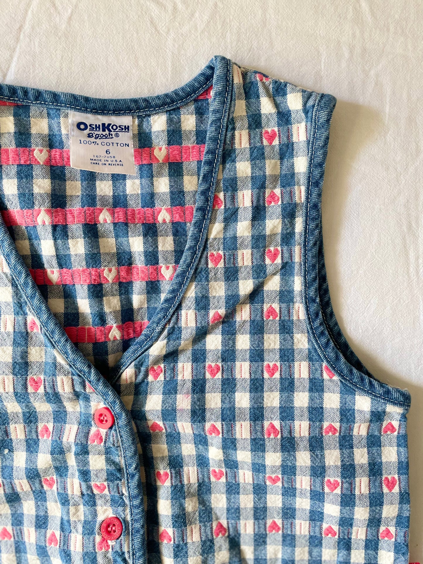 Vintage OshKosh Denim Hearts Vest & Pant Set