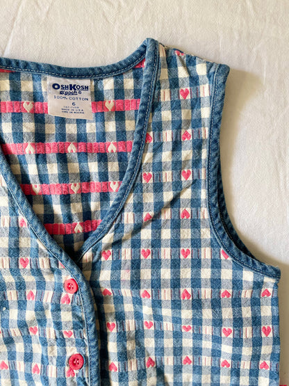 Vintage OshKosh Denim Hearts Vest & Pant Set