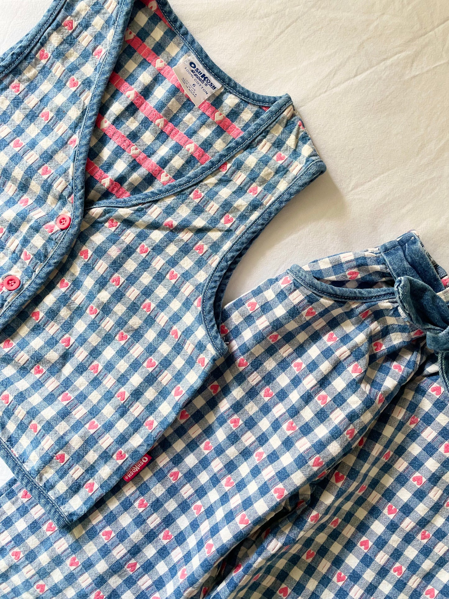 Vintage OshKosh Denim Hearts Vest & Pant Set