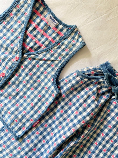 Vintage OshKosh Denim Hearts Vest & Pant Set