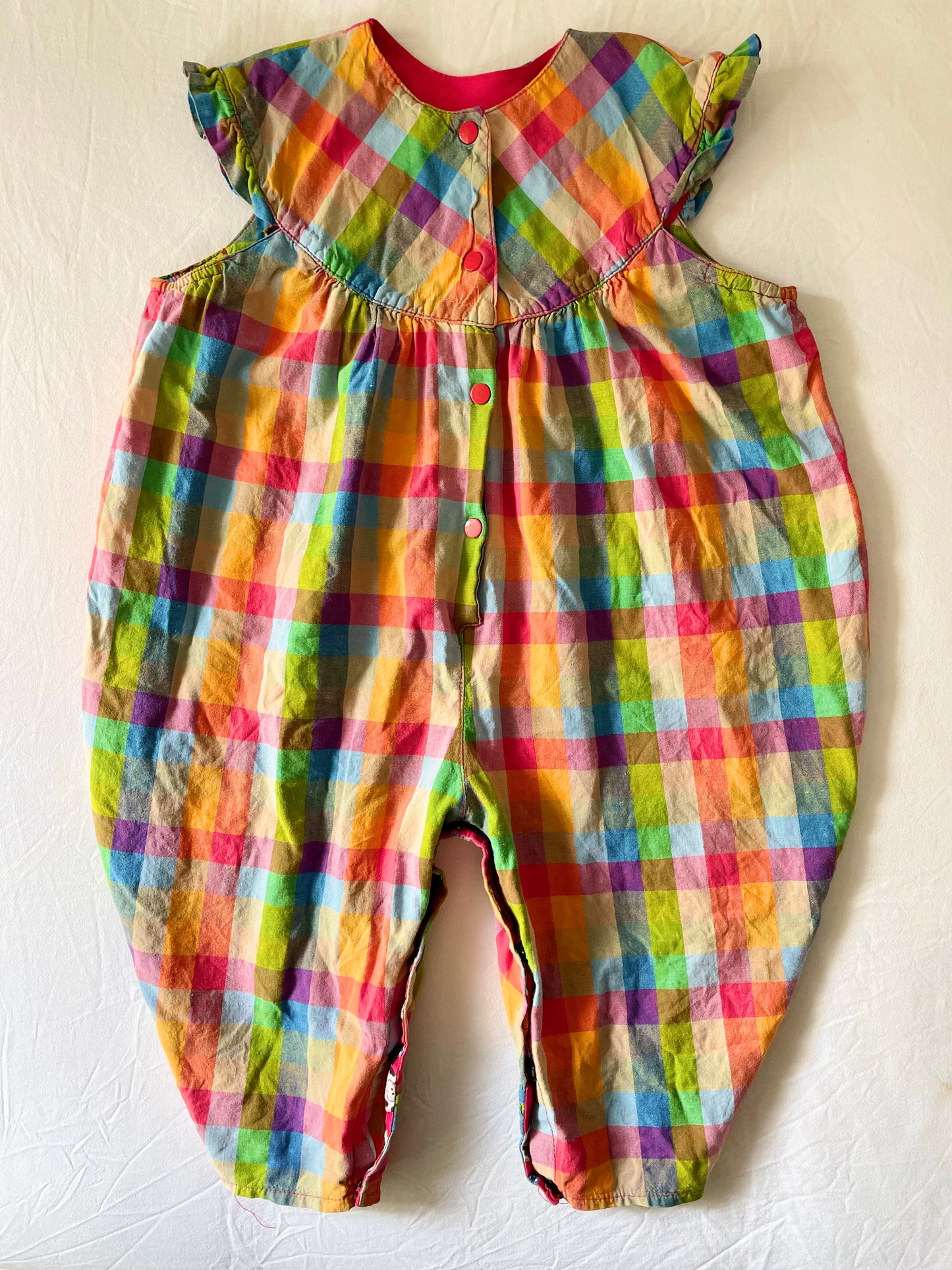 Vintage Billiecart Rainbow Plaid Romper