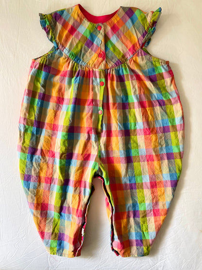 Vintage Billiecart Rainbow Plaid Romper