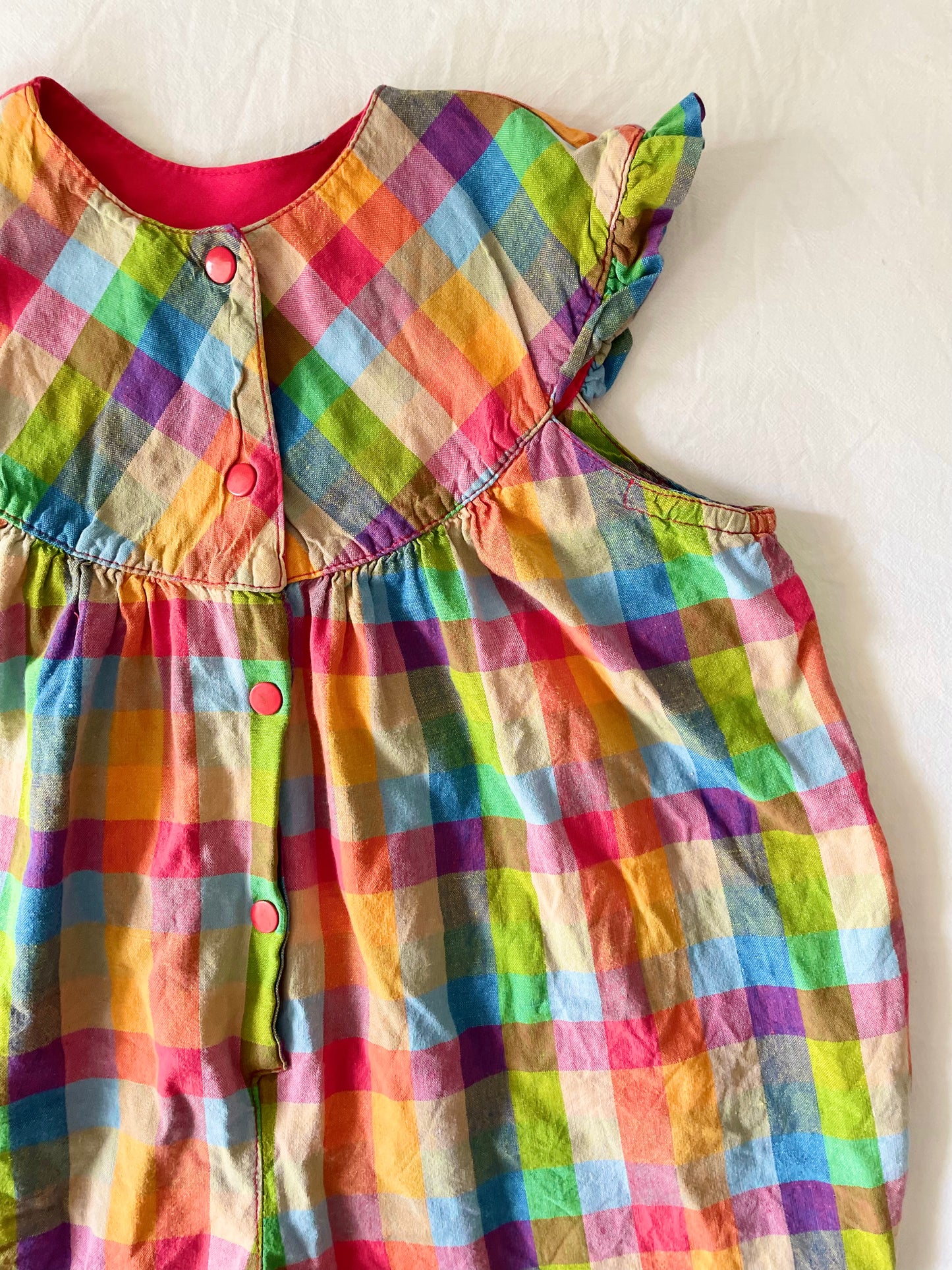 Vintage Billiecart Rainbow Plaid Romper