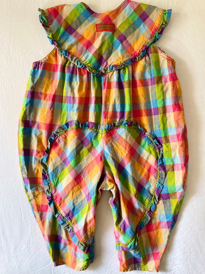 Vintage Billiecart Rainbow Plaid Romper