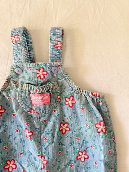 Vintage OshKosh Floral Footed Overalls