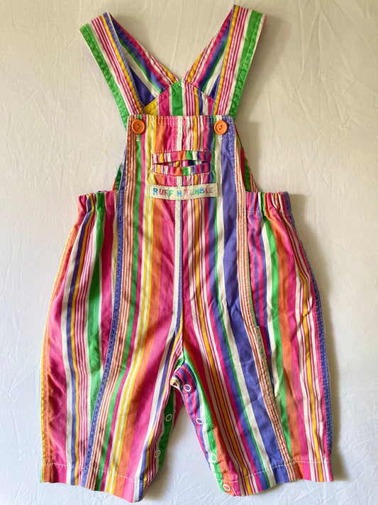 Vintage Ruff n Tumble Rainbow Stripe Overalls