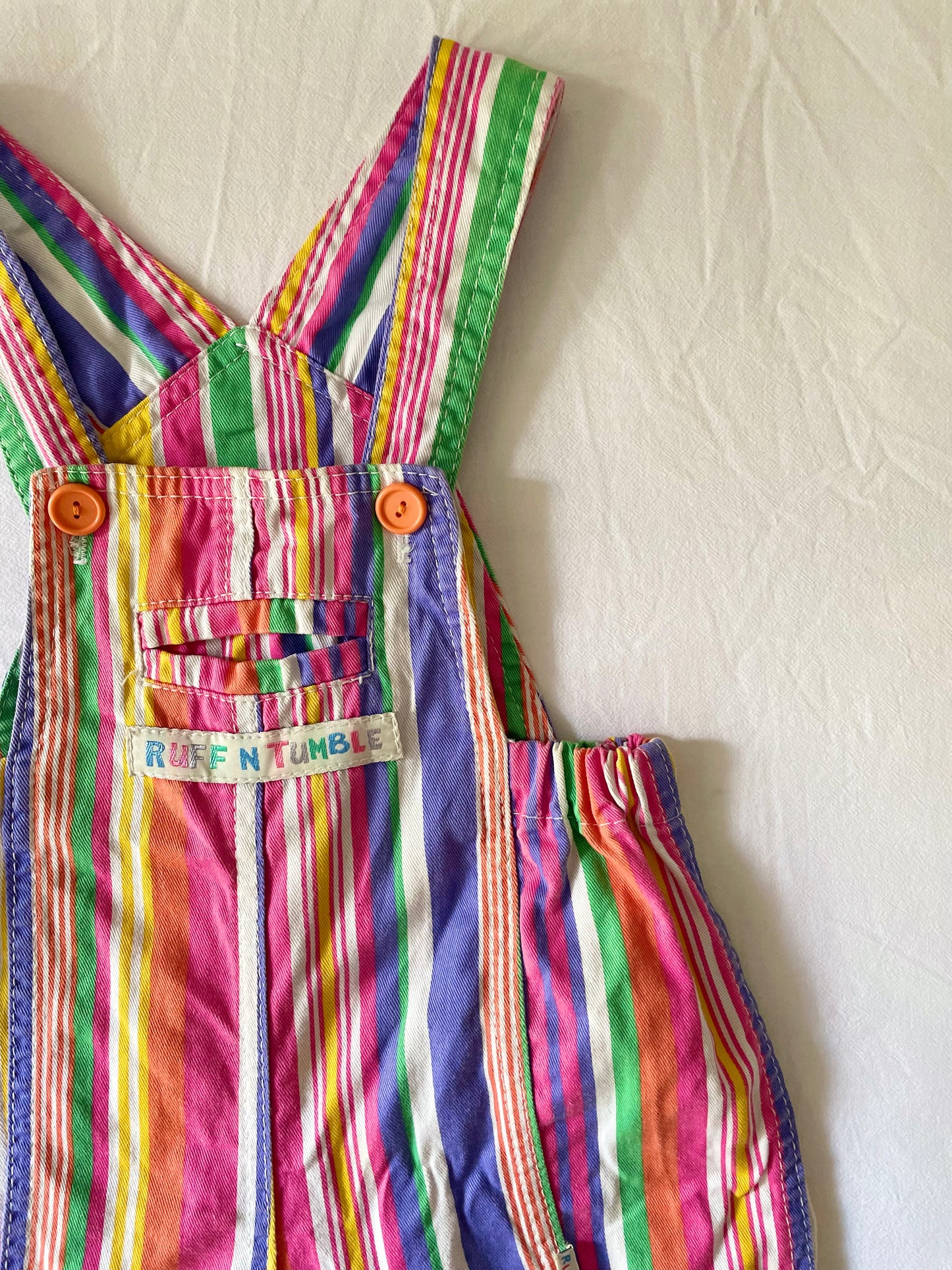 Vintage Ruff n Tumble Rainbow Stripe Overalls